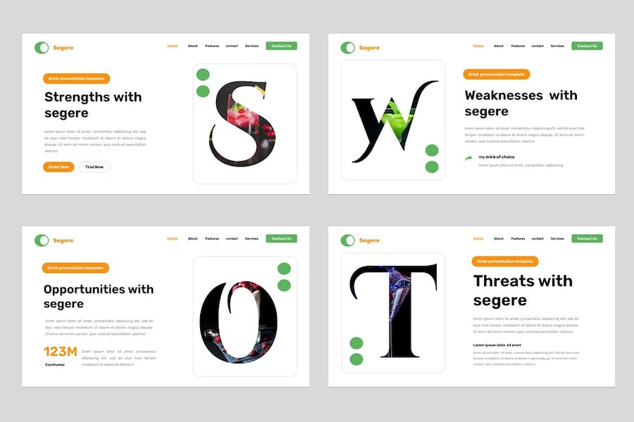 清新饮品饮料Keynote主题演讲 - PPT派