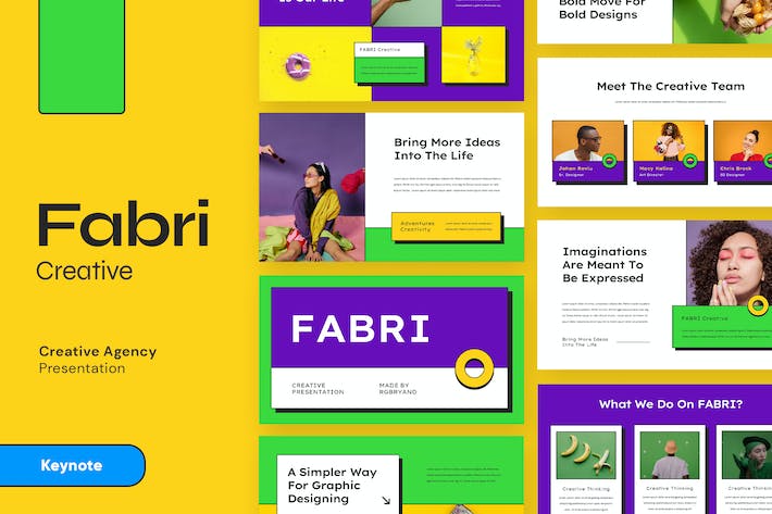 黄色多彩创意视觉设计提案Keynote模板 - PPT派