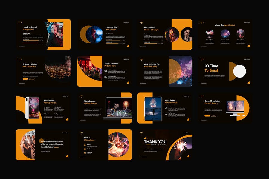 新年晚会烟花庆典演出策划Keynote模板 - PPT派