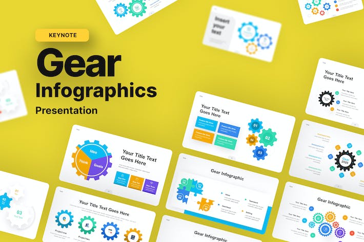多色彩齿轮信息图表keynote模板 - PPT派