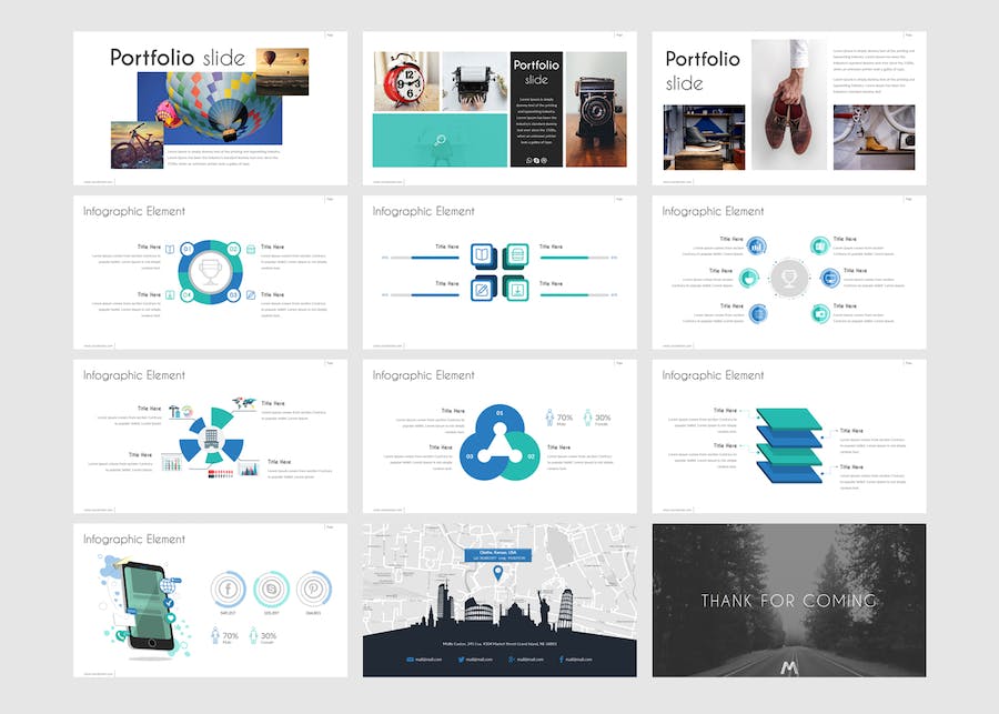 现代简约风格设计师作品集展示Keynote模板 - PPT派