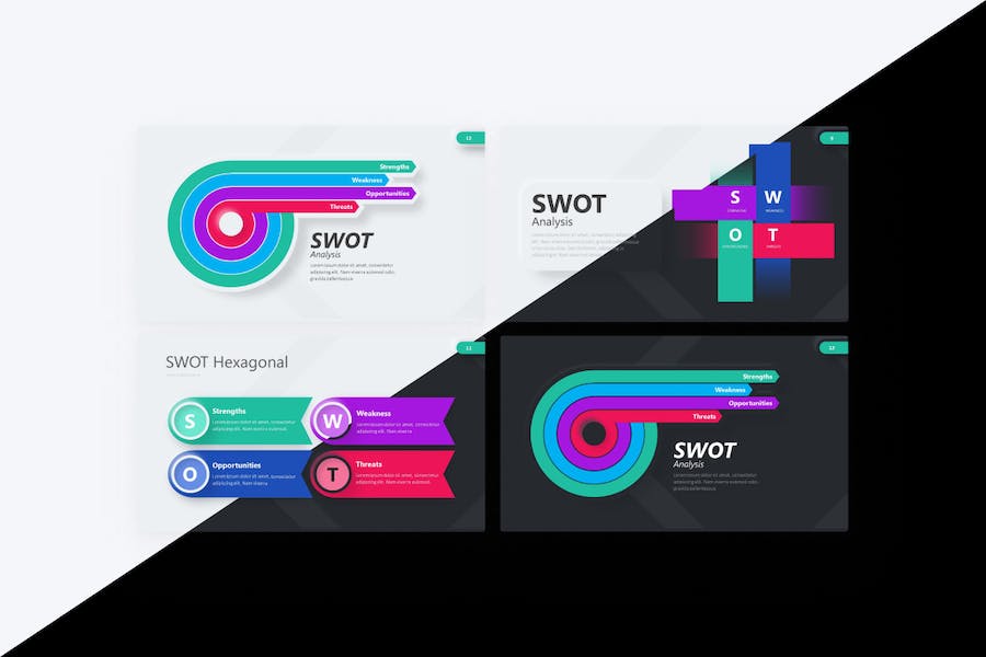 彩色SWOT分析图形keynote模板 - PPT派