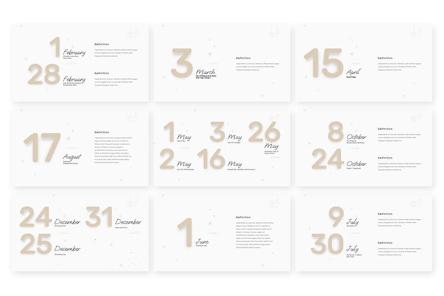 清新简约日程日历Keynote模板 - PPT派