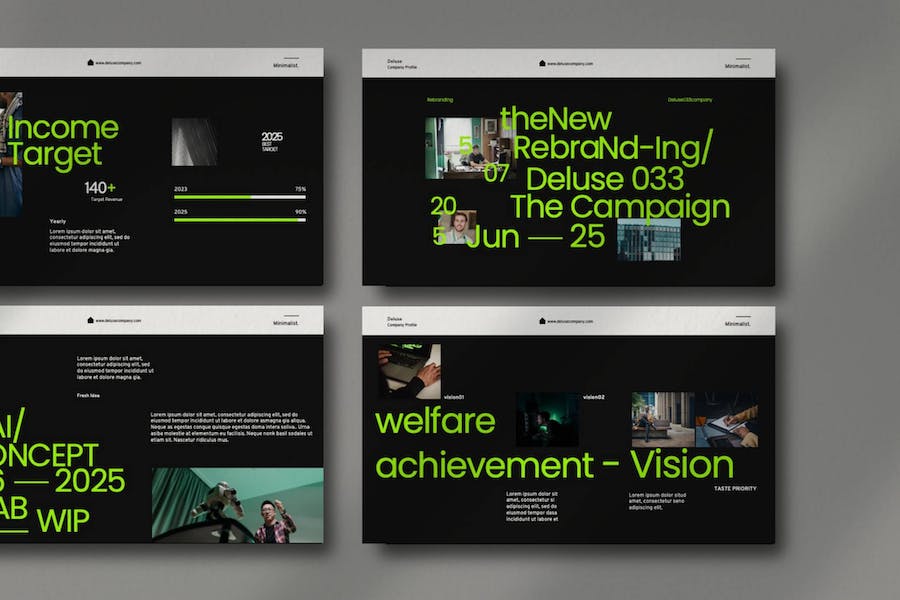 绿黑创意风企业简介展示PPT模板 - PPT派