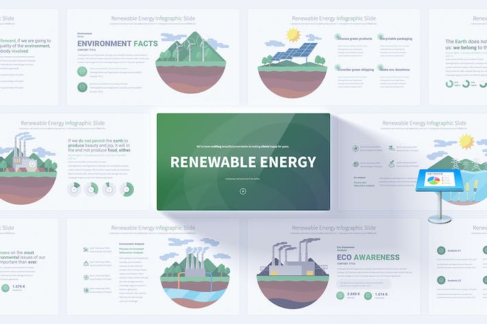 环保节能可在生能源绿色插画图形keynote模板- PPT派