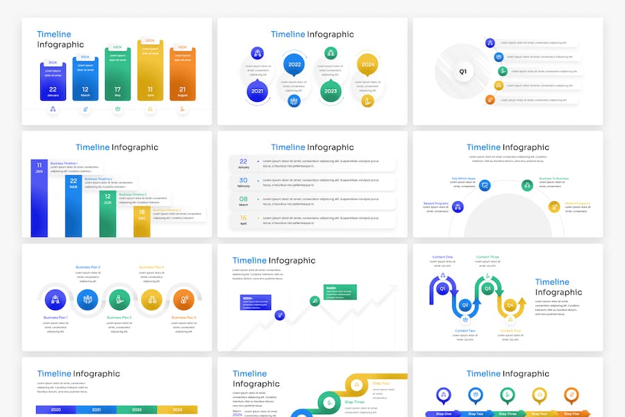 时间轴信息图表展示Keynote模板 - PPT派