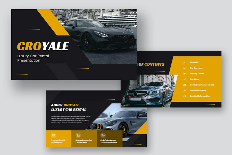 豪华汽车租赁高端出行服务方案PPT模板 - PPT派