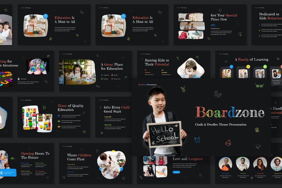 黑板涂鸦讲述展示设计推广PPT模板 - PPT派