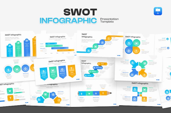 SWOT分析市场策略方案Keynote模板 - PPT派