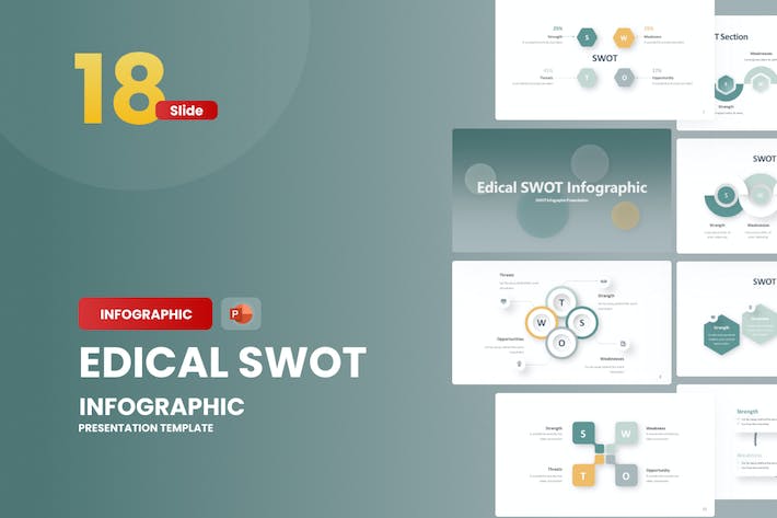医疗SWOT分析信息图形图表PPT模板- PPT派