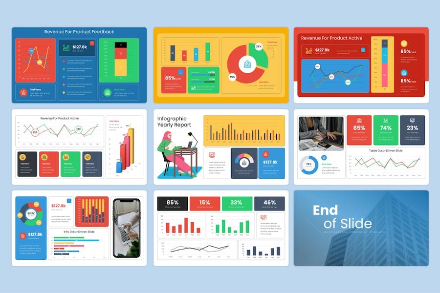 KPI关键指标数据图形展示Keynote模板 - PPT派