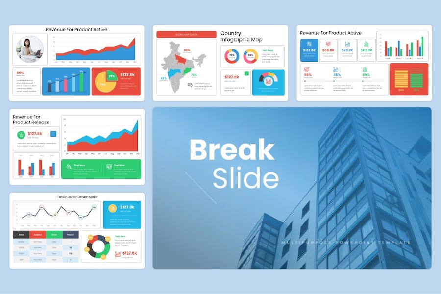 KPI关键指标数据图形展示Keynote模板 - PPT派