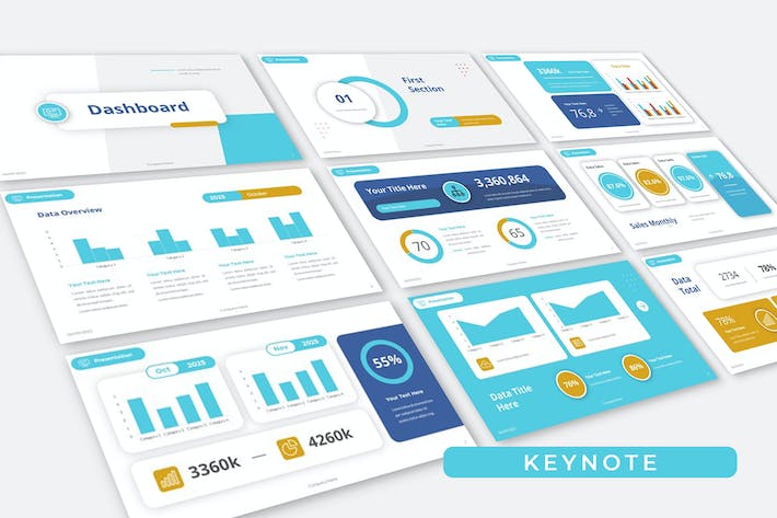 KPI性能指标数据仪表板分析Keynote模板 - PPT派