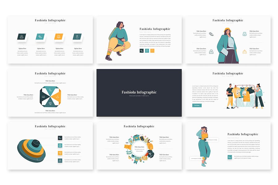 欧美风格时尚行业信息图形PPT模板 - PPT派