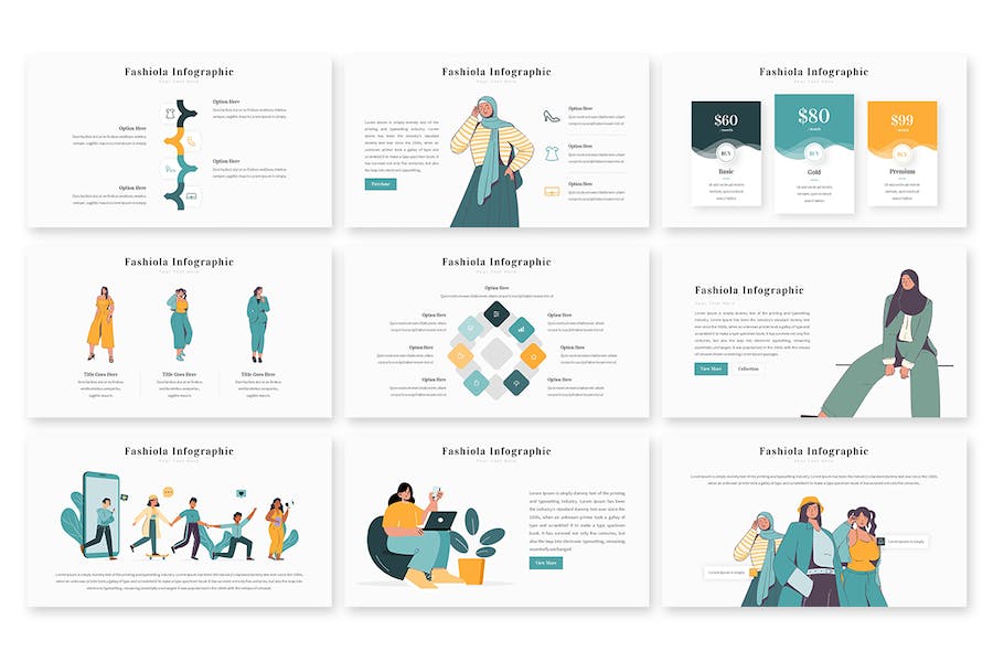 欧美风格时尚行业信息图形PPT模板 - PPT派