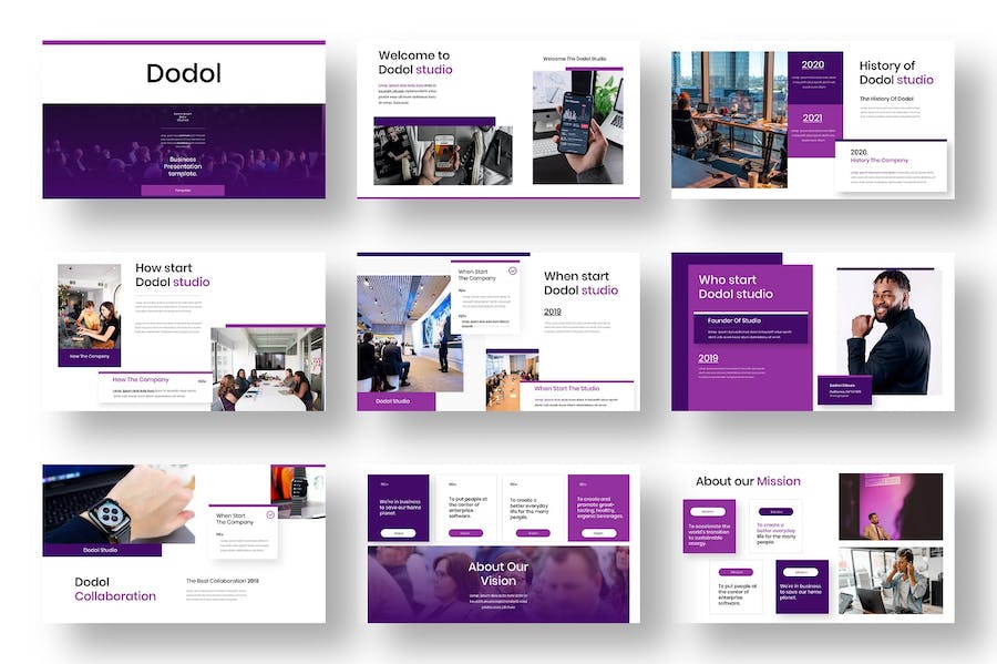 紫色商务企业品牌推广宣传Keynote模板 - PPT派