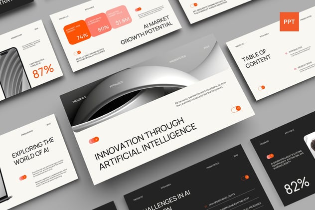 橙白现代人工智能商业计划路演PPT模板 - PPT派