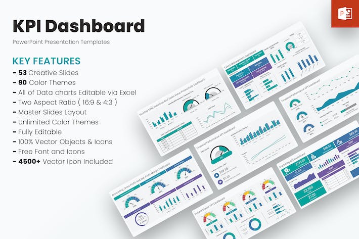 KPI绩效数据分析图形监控PPT模板 - PPT派