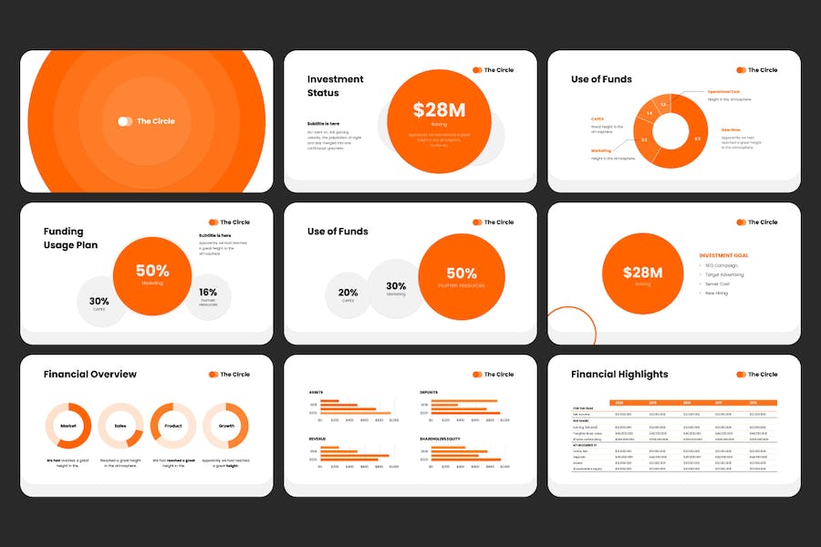 圆形创意商业投资PPT模板 - PPT派