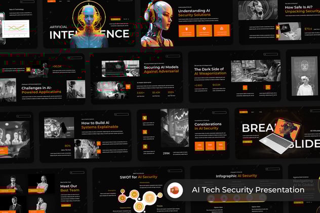 人工智能技术安全防护数字化方案PPT模板 - PPT派