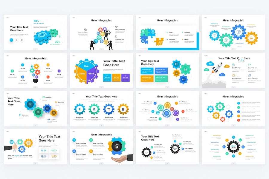 多色彩齿轮信息图表keynote模板 - PPT派