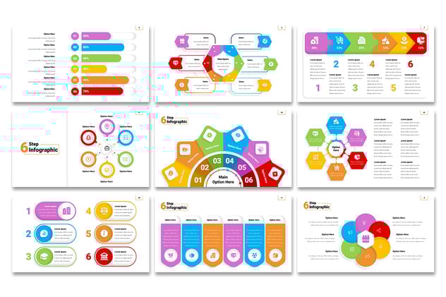 6个步骤流程信息图形模板展示PPT模板 - PPT派