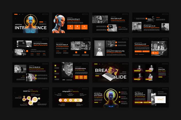 人工智能技术安全防护数字化方案PPT模板 - PPT派