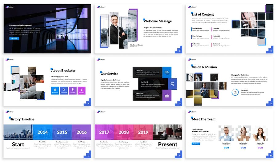 蓝色科技区块链技术PPT模板 - PPT派