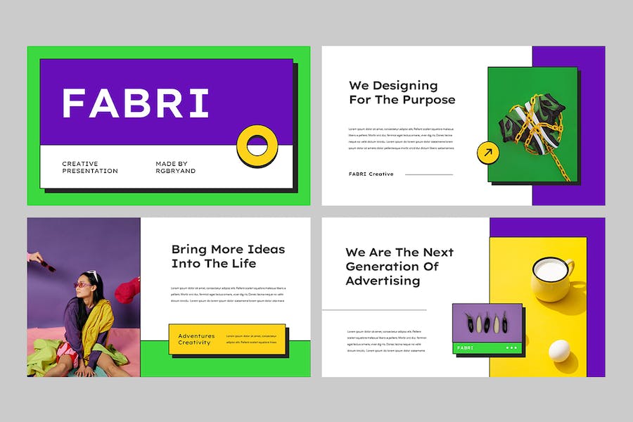 黄色多彩创意视觉设计提案Keynote模板 - PPT派