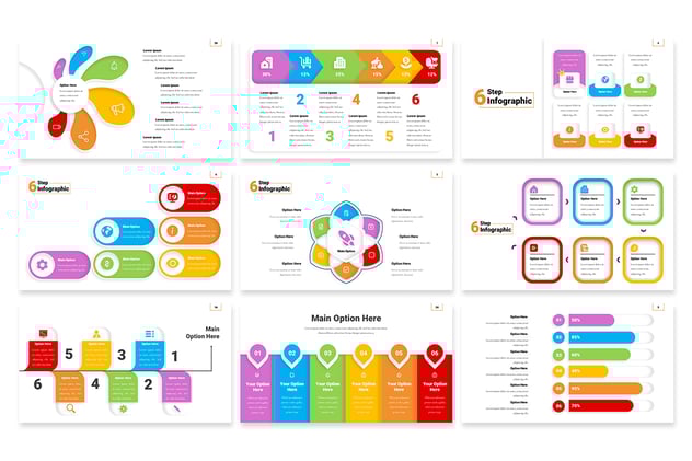6个步骤流程信息图形模板展示PPT模板 - PPT派