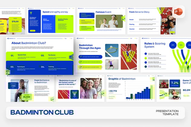 羽毛球俱乐部运动推广PPT模板 - PPT派
