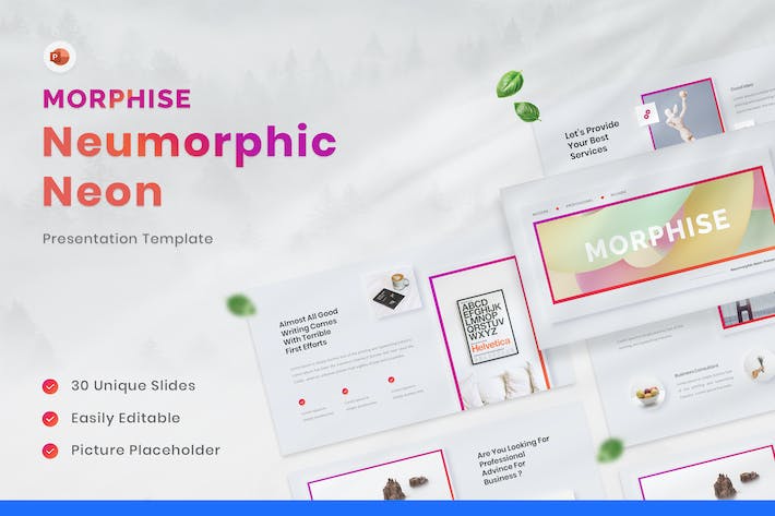 科技感霓虹变形渐变风格PPT模板 - PPT派