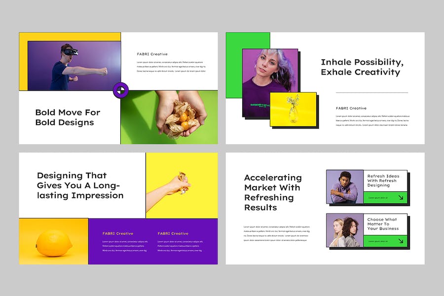 黄色多彩创意视觉设计提案Keynote模板 - PPT派
