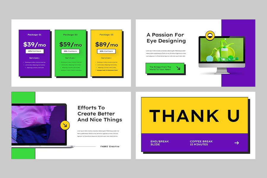 黄色多彩创意视觉设计提案Keynote模板 - PPT派