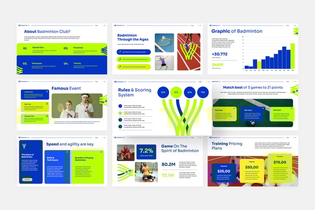 羽毛球俱乐部运动推广PPT模板 - PPT派