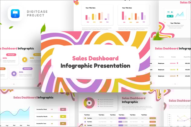 销售仪表板信息图表分析Keynote模板 - PPT派