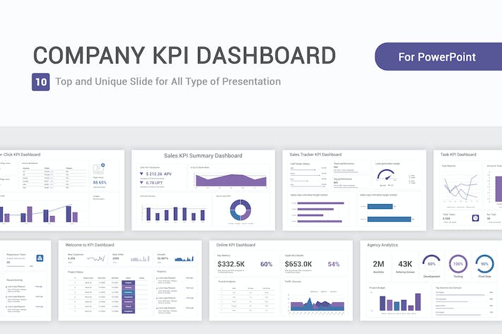 企业KPI数据模型图形分析报告PPT模板 - PPT派