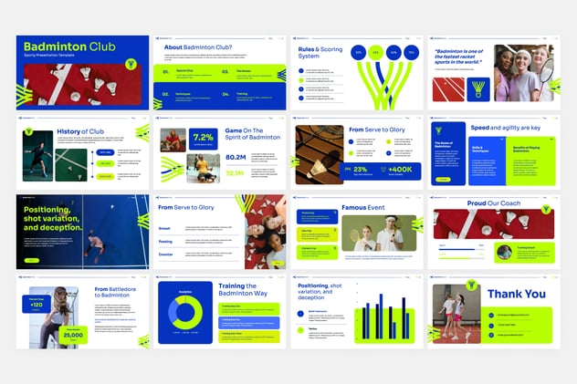 羽毛球俱乐部运动推广PPT模板 - PPT派