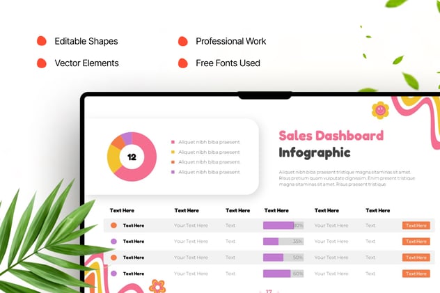 销售仪表板信息图表分析Keynote模板 - PPT派