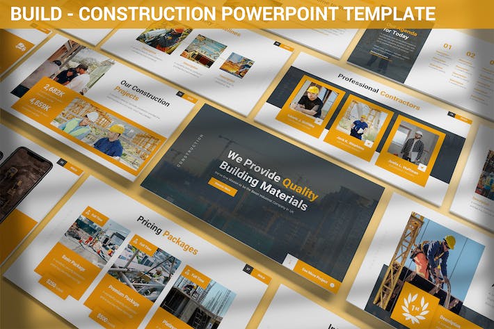 商业建筑工程构建PowerPoint模板- PPT派