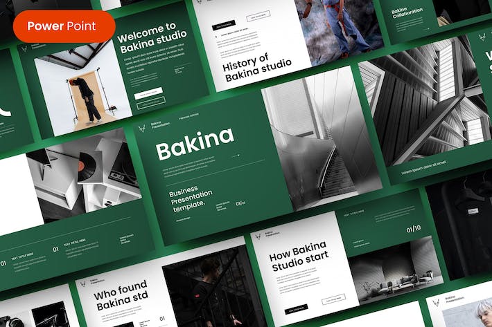 绿色图片拼贴商务宣传PPT模板 - PPT派