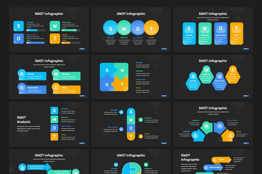 SWOT分析市场策略方案Keynote模板 - PPT派