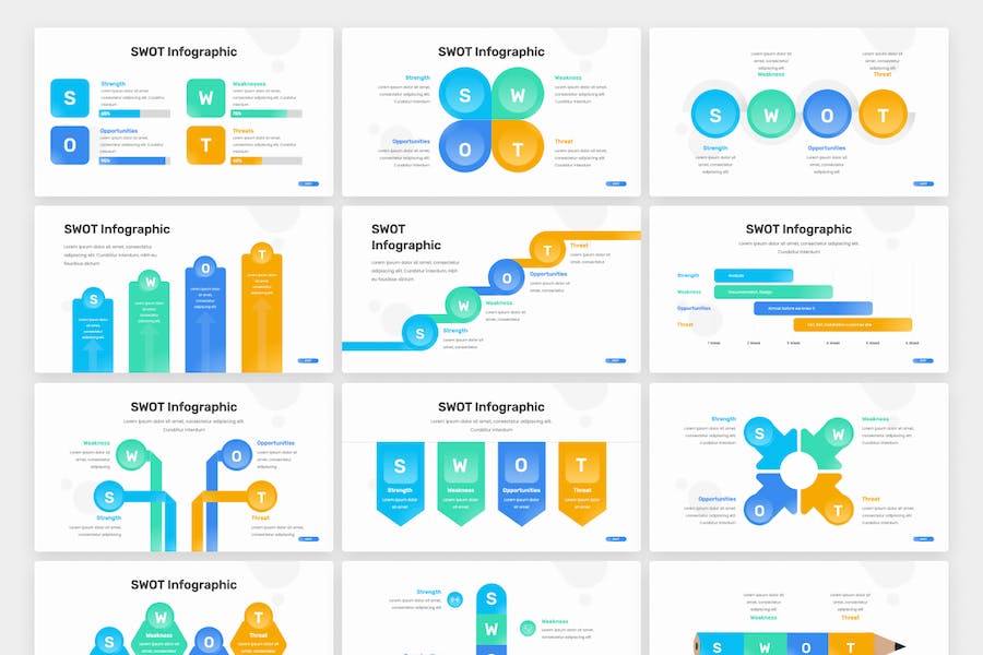 SWOT分析市场策略方案Keynote模板 - PPT派