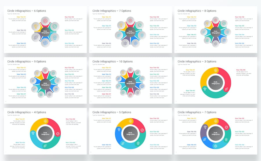 圆圈信息图表数据统计展示PPT模板 - PPT派