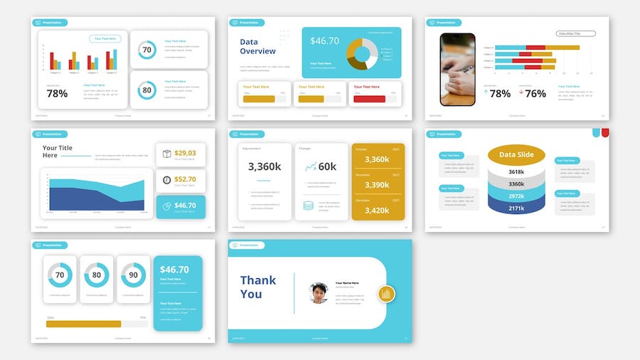 KPI性能指标数据仪表板分析Keynote模板 - PPT派