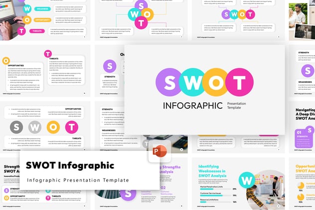 专业商务分析SWOT信息图形PPT模板 - PPT派