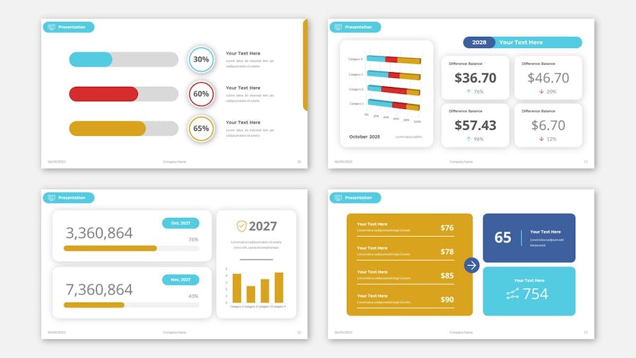 KPI性能指标数据仪表板分析Keynote模板 - PPT派