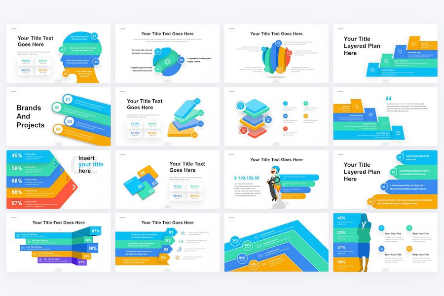 彩色分层信息图形PPT模板 - PPT派
