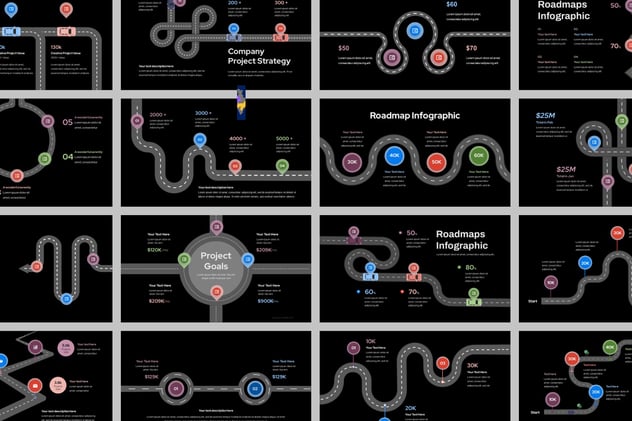 项目规划路线图流程信息图形PPT模板 - PPT派