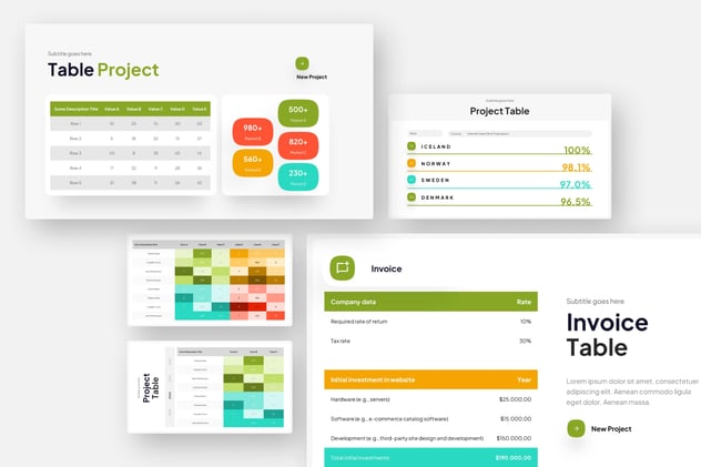 表格数据展示信息图形Keynote模板 - PPT派